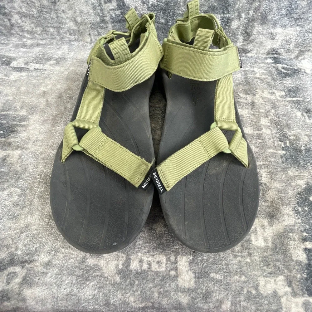 Merrell Mens 11 Adjustable Sport Strap Sandals Olive Green Nylon Hiking Outdoor